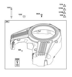 Blower Housing Group Diagram and Parts List for 54E177-0003-J1  Briggs and Stratton Engine